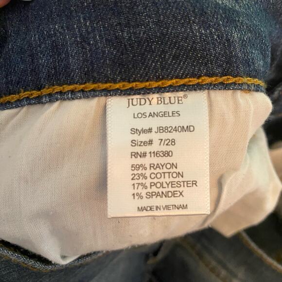 Judy Blue Skinny Fit Medium Wash Distressed Jeans Medium Wash Women size 7 / 28 - Picture 10 of 10